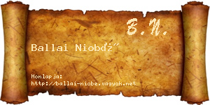 Ballai Niobé névjegykártya